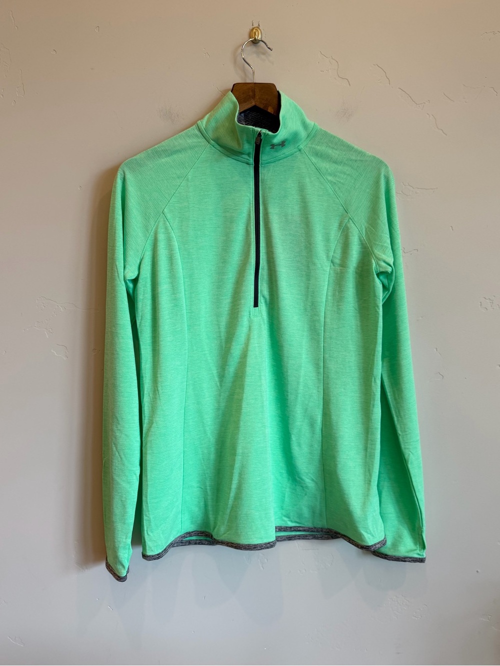 UNDER ARMOUR Green Half Zip Thread Bourne Heat Gear Active Pullover Top